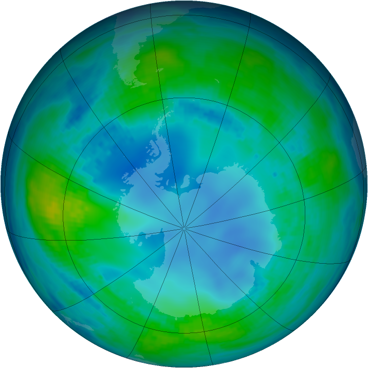 Antarctic ozone map for 09 May 1985